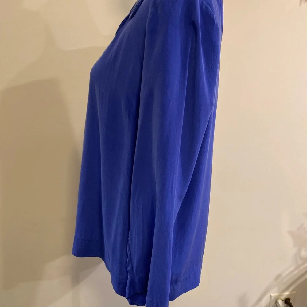 J Crew Elegant Royal Blue Women's Blouse with 3/4 sleeves size 10